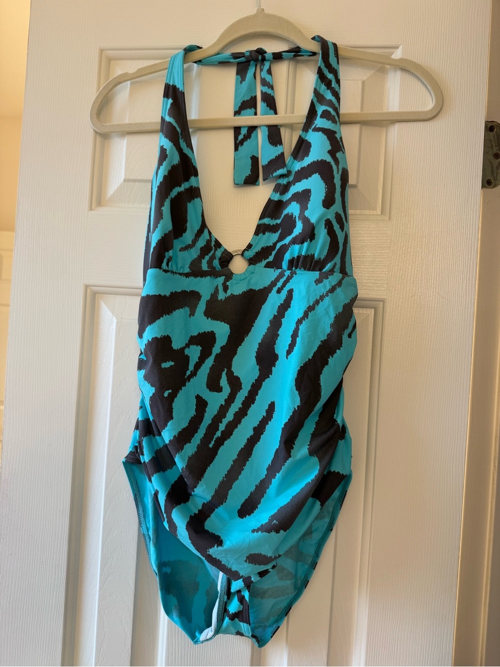 Calvin Klein Turquoise and Black 🦓 Zebra One-Piece Swimsuit